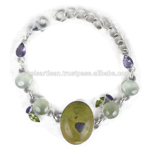 Latest Design Stichtite And Multi Gemstone 925 Sterling Silver Bracelet Jewelry